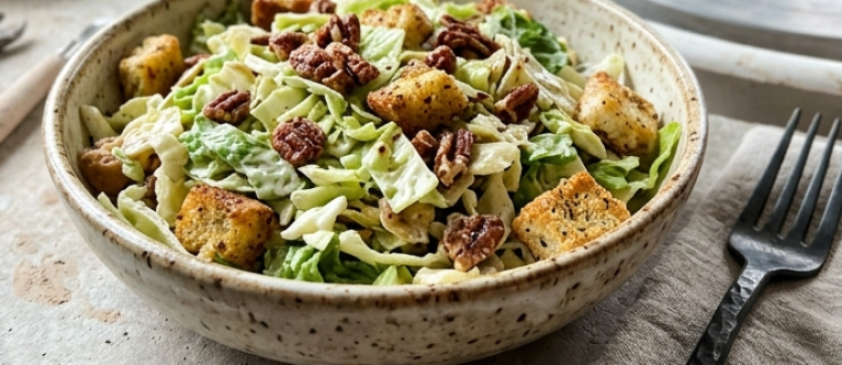 סלט כרוב, חסה וקרוטונים